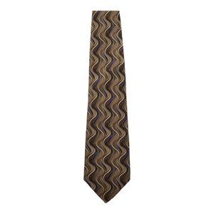 Croft & Barrow  Geometric Pattern Brown 100% Silk Necktie